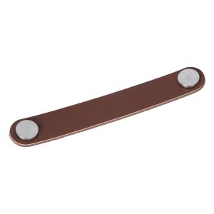 Meubelgreep leer Elena bruin 168mm RVS