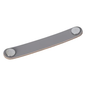 Meubelgreep leer Elena grijs 168mm RVS