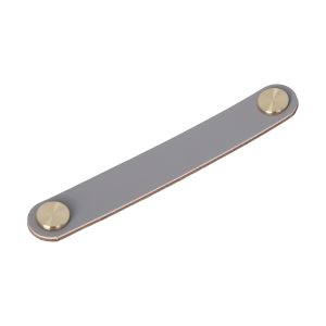 Meubelgreep leer Elena grijs 168mm geborsteld goud