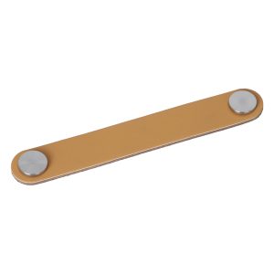 Meubelgreep leer Elena kaki 168mm RVS