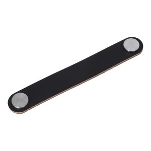Meubelgreep leer Elena zwart 168mm RVS