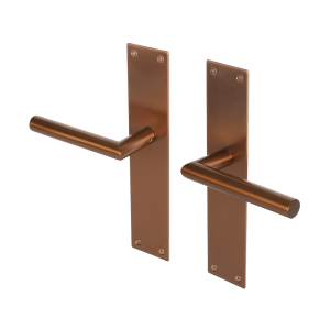 Deurklink Milano met renovatie schild blind met ronde klink geborsteld brons