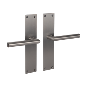 Deurklink Milano met renovatie schild blind met ronde klink geborsteld gun metal
