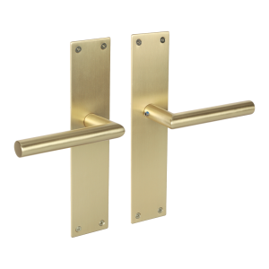 Deurklink Milano met renovatie schild blind met ronde klink geborsteld messing