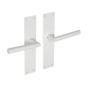 Deurklink Milano met renovatie schild blind met ronde klink mat wit