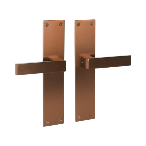 Deurklink Milano met renovatie schild blind met vierkante klink geborsteld brons