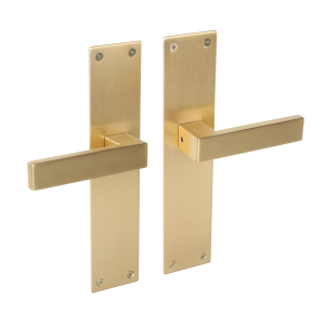 Deurklink Milano met renovatie schild blind met vierkante klink mat goud