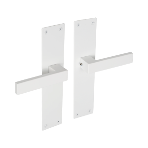 Deurklink Milano met renovatie schild blind met vierkante klink mat wit