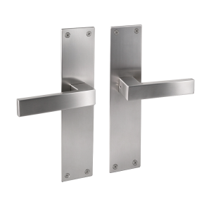 Deurklink Milano met renovatie schild blind met vierkante klink RVS