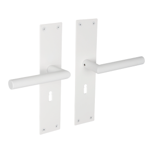 Deurklink Milano op schild voor klavierslot met ronde klink mat wit