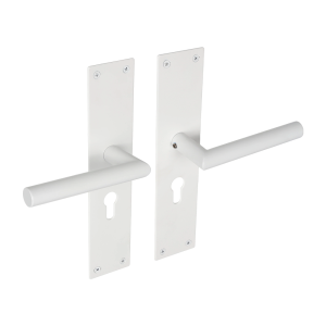 Deurklink Milano op schild voor profielcilinderslot met ronde klink mat wit