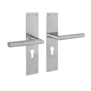Deurklink Milano op schild voor profielcilinderslot met ronde klink rvs